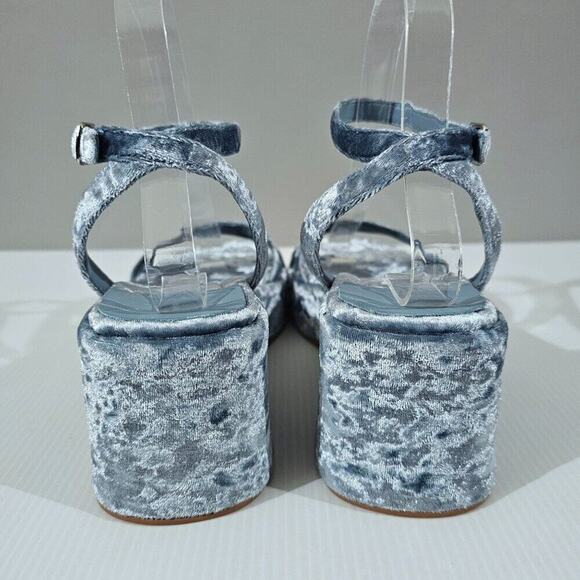 NEW Jeffrey Campbell Activate Sandal Chunky Platform Blue Crushed Velvet Size 8 - Picture 8 of 13
